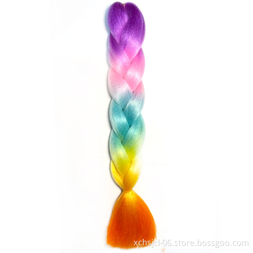 New Color Hot Sale Jumbo Braiding Hair Extensions Braiding Hair Ombre Multiple Tone Colored Synthetic Hair for Girl